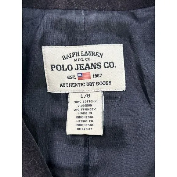 Ralph Lauren‎ Polo Jeans Velvet  Blazer Womens Black Velour Y2K 90’s Casual Sz L