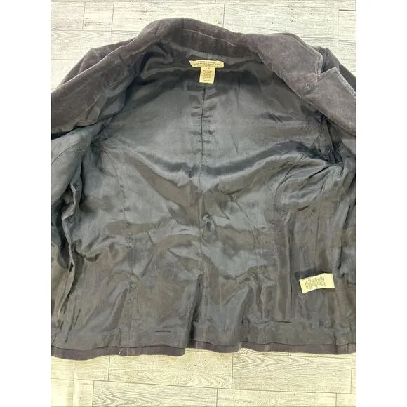 Ralph Lauren‎ Polo Jeans Velvet  Blazer Womens Black Velour Y2K 90’s Casual Sz L