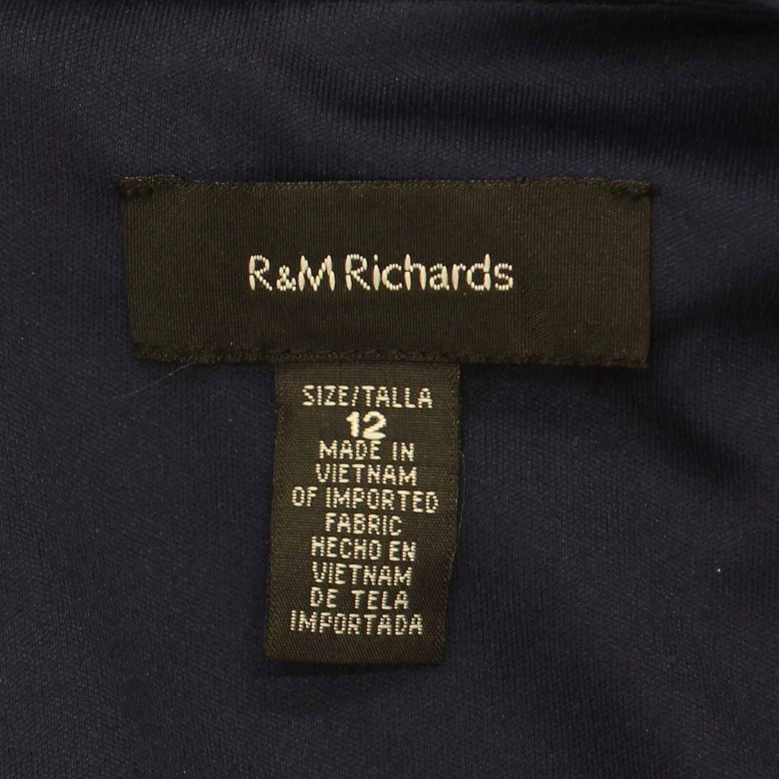 R&m Richards Embroidered Sequin Bodice Gown Dress with Cape Sleeves Navy Blue 12