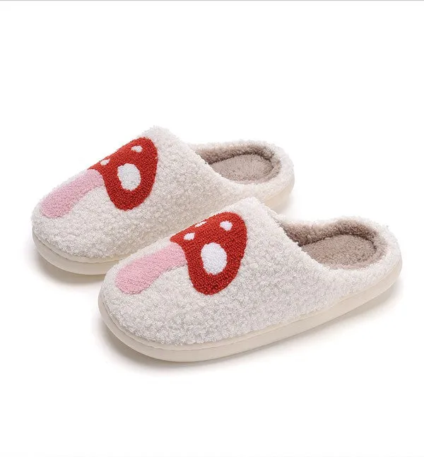 Red Mushroom Sherpa Slippers