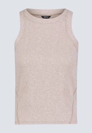 Regine Women's Ribbed Tank Top, Flax Beige - KT0119H