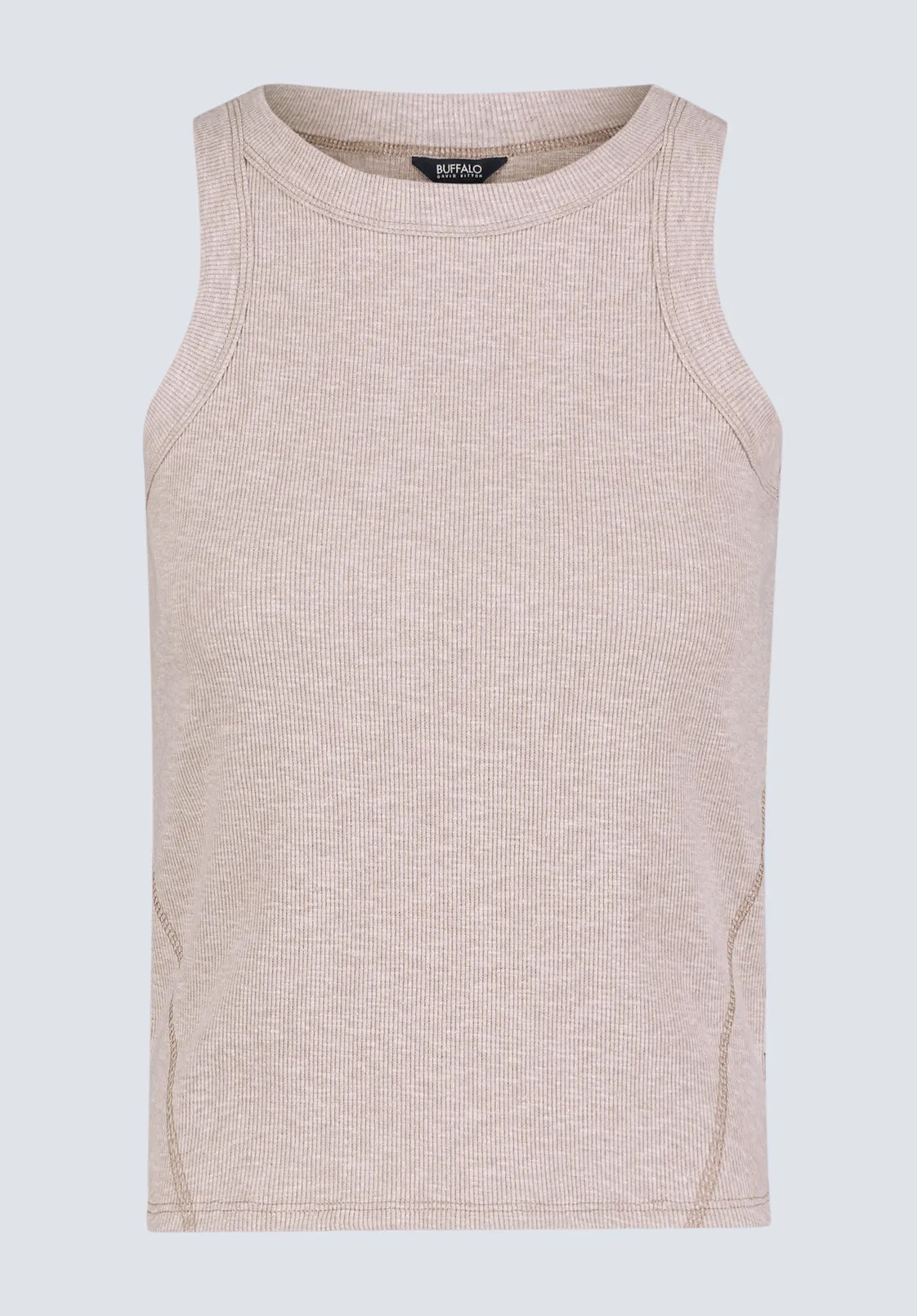 Regine Women's Ribbed Tank Top, Flax Beige - KT0119H