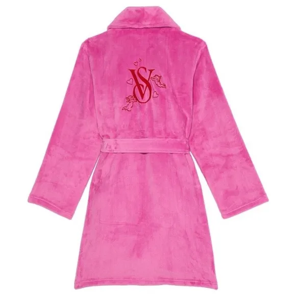 Robe Victoria’s Secret sexy cozy soft short size XS/Small 🩷plush pink peony💕🤍✨