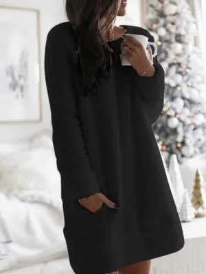 Round Neck Plush Dress