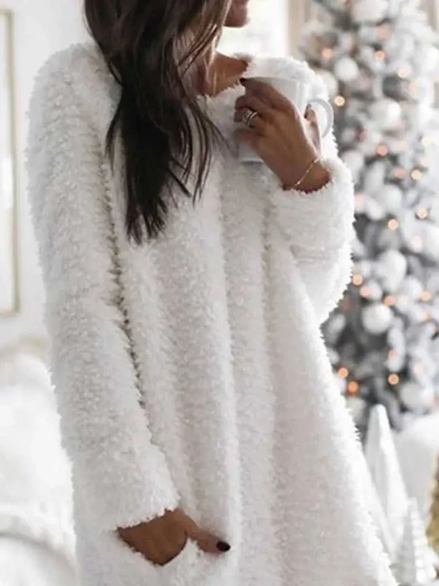 Round Neck Plush Dress