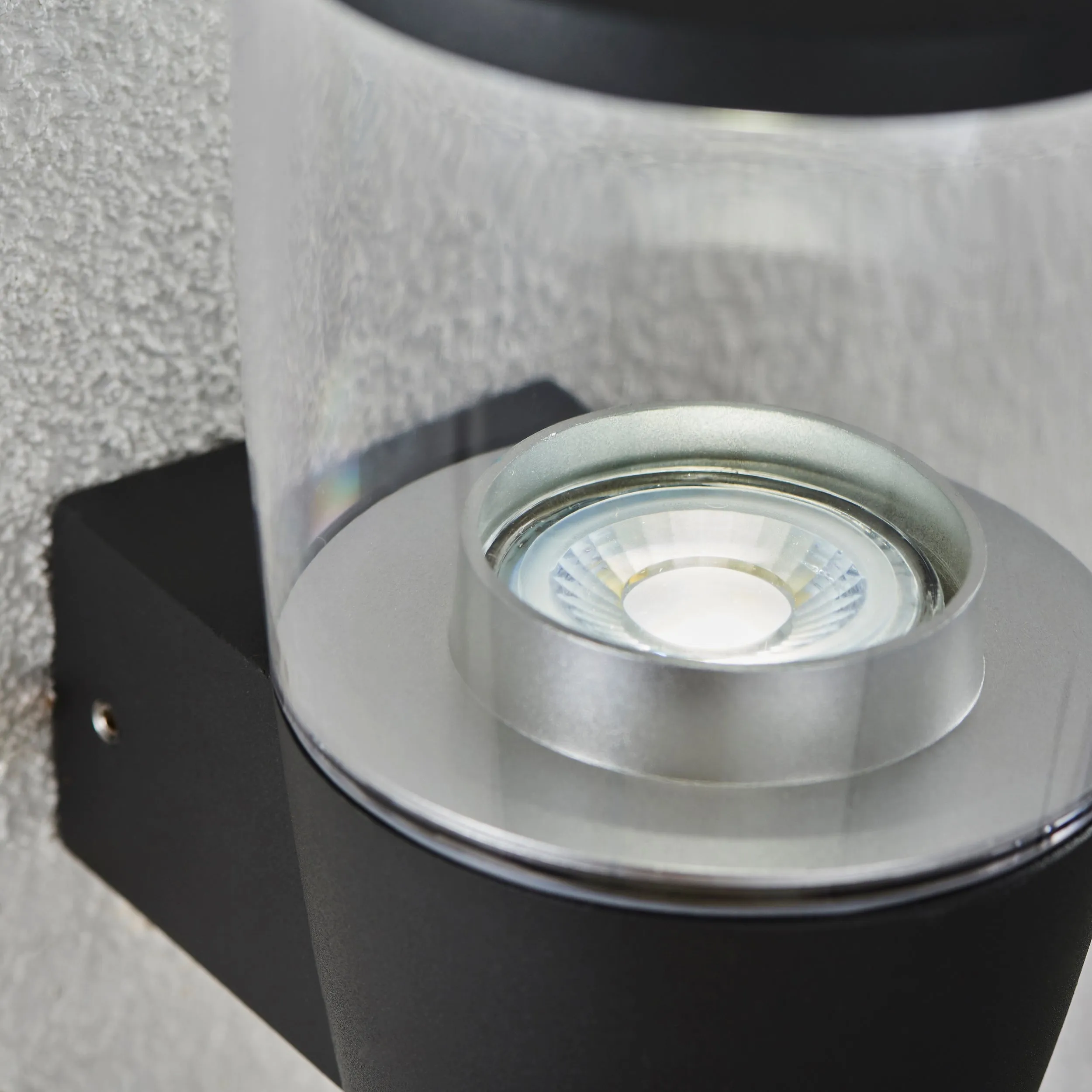 Saxby 67697 Canillo wall IP44 4.6W Textured dark matt anthracite paint & clear pc 4.6W LED GU10 Cool White (Required)