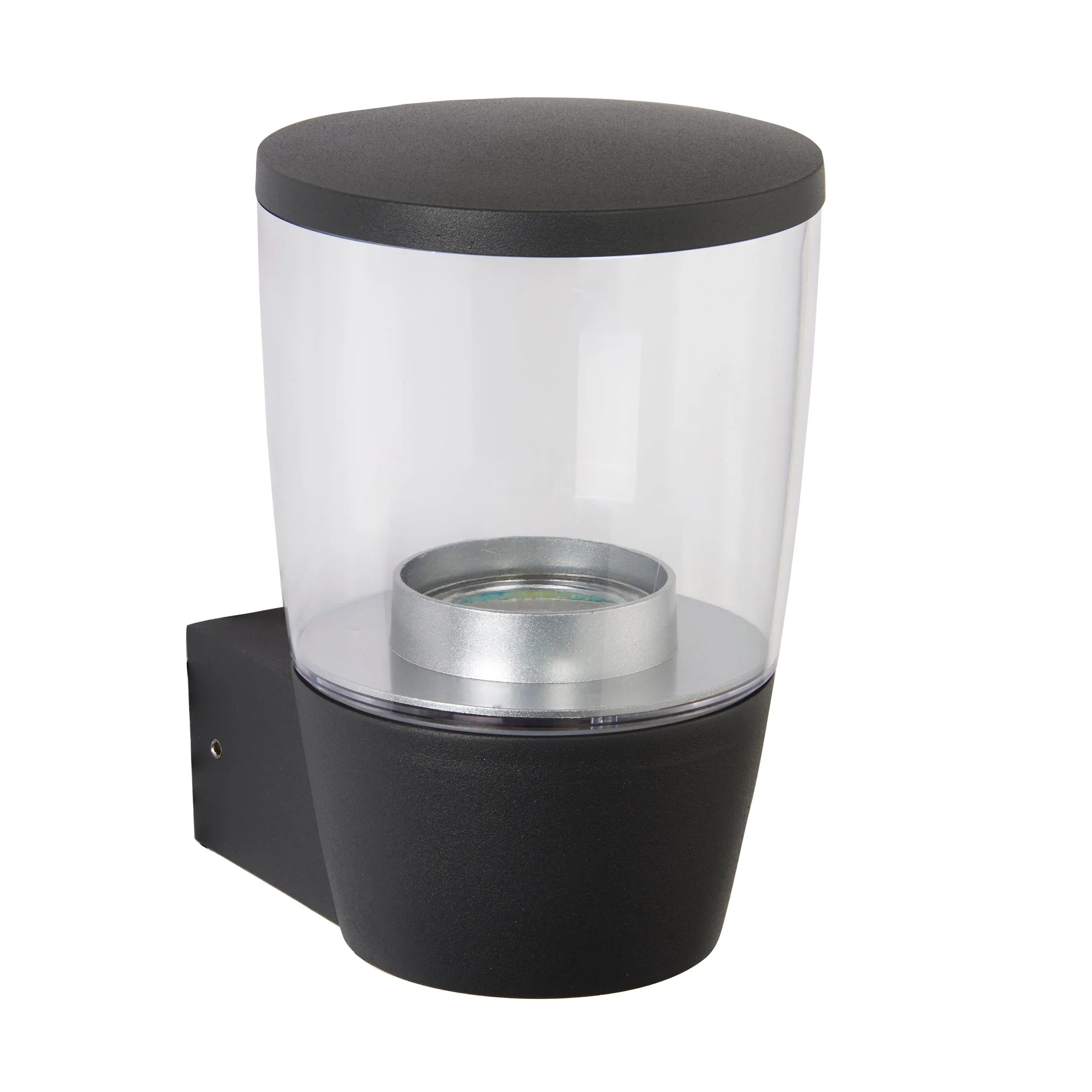 Saxby 67697 Canillo wall IP44 4.6W Textured dark matt anthracite paint & clear pc 4.6W LED GU10 Cool White (Required)