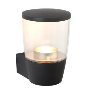 Saxby 67697 Canillo wall IP44 4.6W Textured dark matt anthracite paint & clear pc 4.6W LED GU10 Cool White (Required)