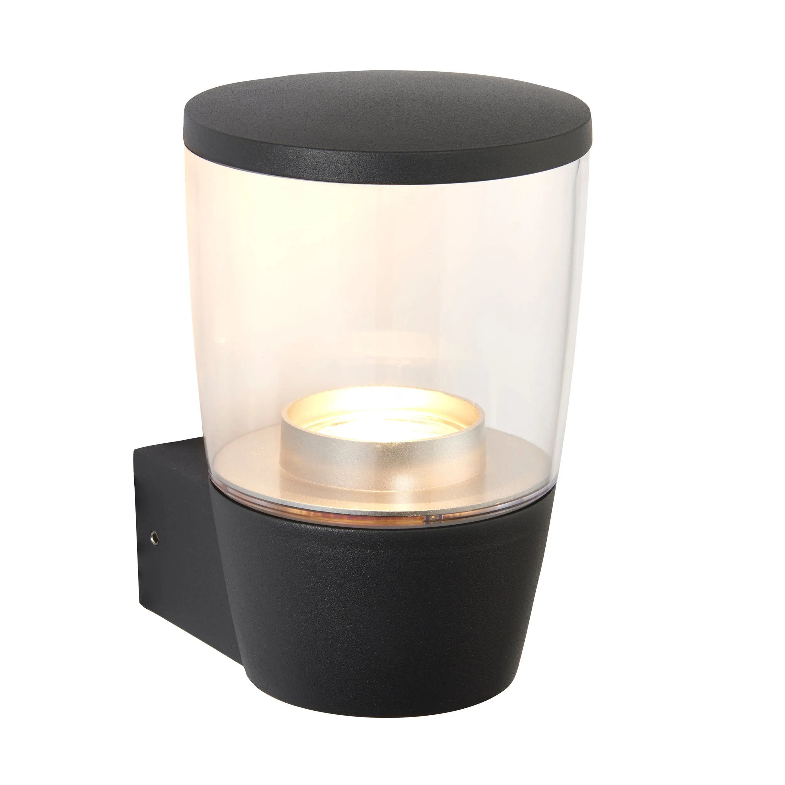 Saxby 67697 Canillo wall IP44 4.6W Textured dark matt anthracite paint & clear pc 4.6W LED GU10 Cool White (Required)