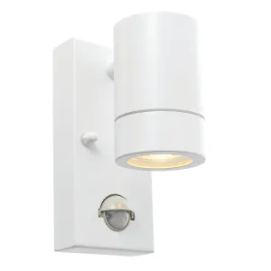 Saxby 75442 Palin PIR 1lt wall IP44 7W Gloss white paint & clear glass 7W LED GU10 (Required)