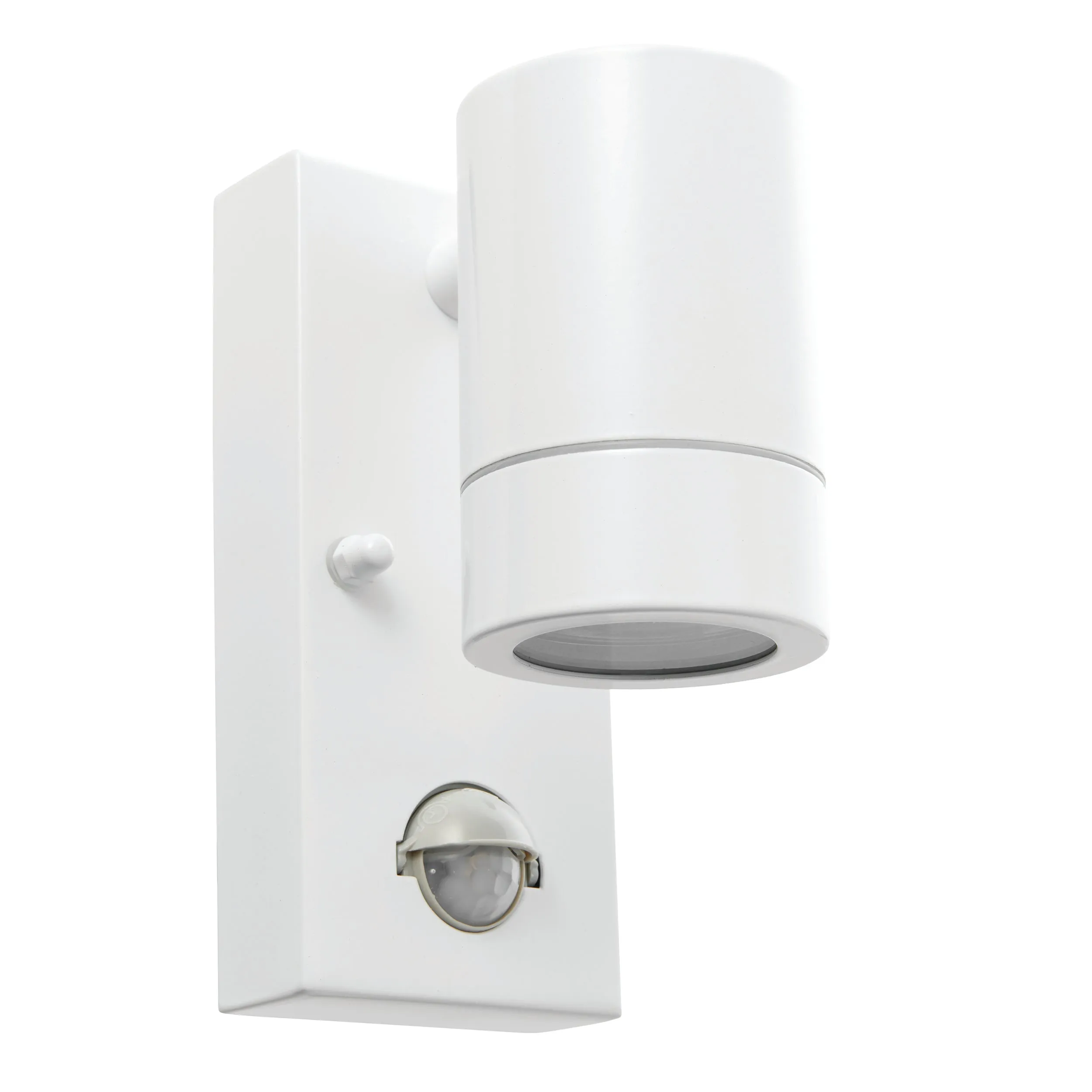 Saxby 75442 Palin PIR 1lt wall IP44 7W Gloss white paint & clear glass 7W LED GU10 (Required)