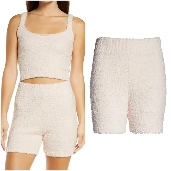 Skims Fuzzy Cozy Knit Pull on Shorts Dusty Pink plus Size 4x/5X NWT