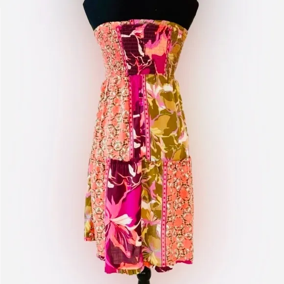 SO GOODS for LIFE ~ Women’s elastic tube top multi-colored lightweight dress XS