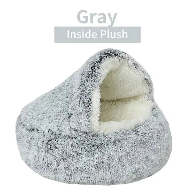 Soft Plush Warm Pet Bed with Sleeping Cave