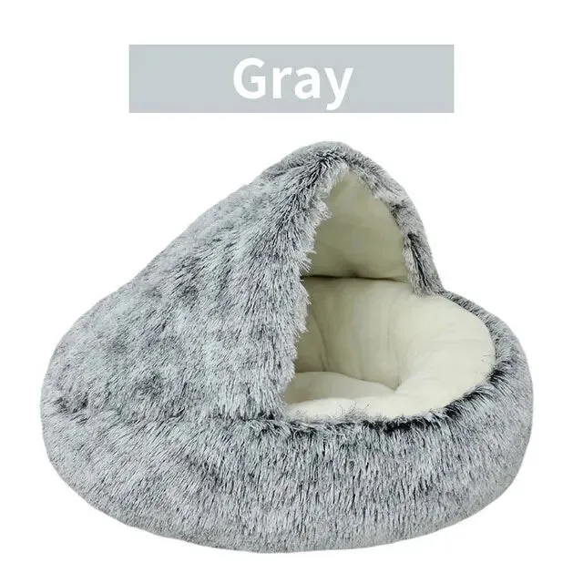 Soft Plush Warm Pet Bed with Sleeping Cave