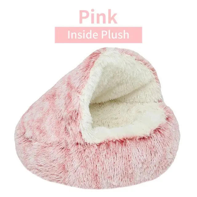 Soft Plush Warm Pet Bed with Sleeping Cave