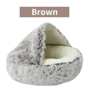 Soft Plush Warm Pet Bed with Sleeping Cave