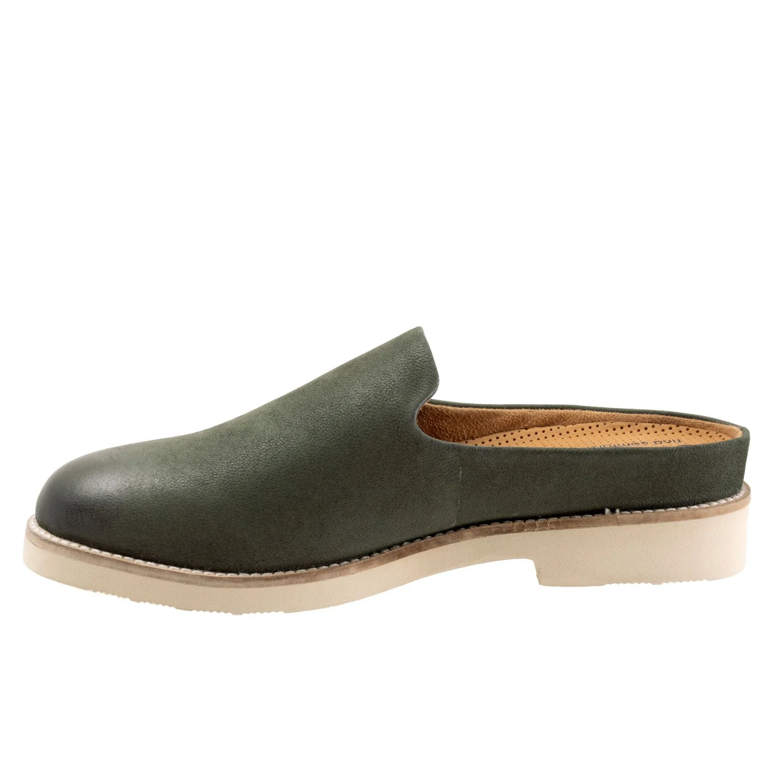 Softwalk Wolcott II S2267-319 Womens Green Leather Slip On Mule Sandals Shoes