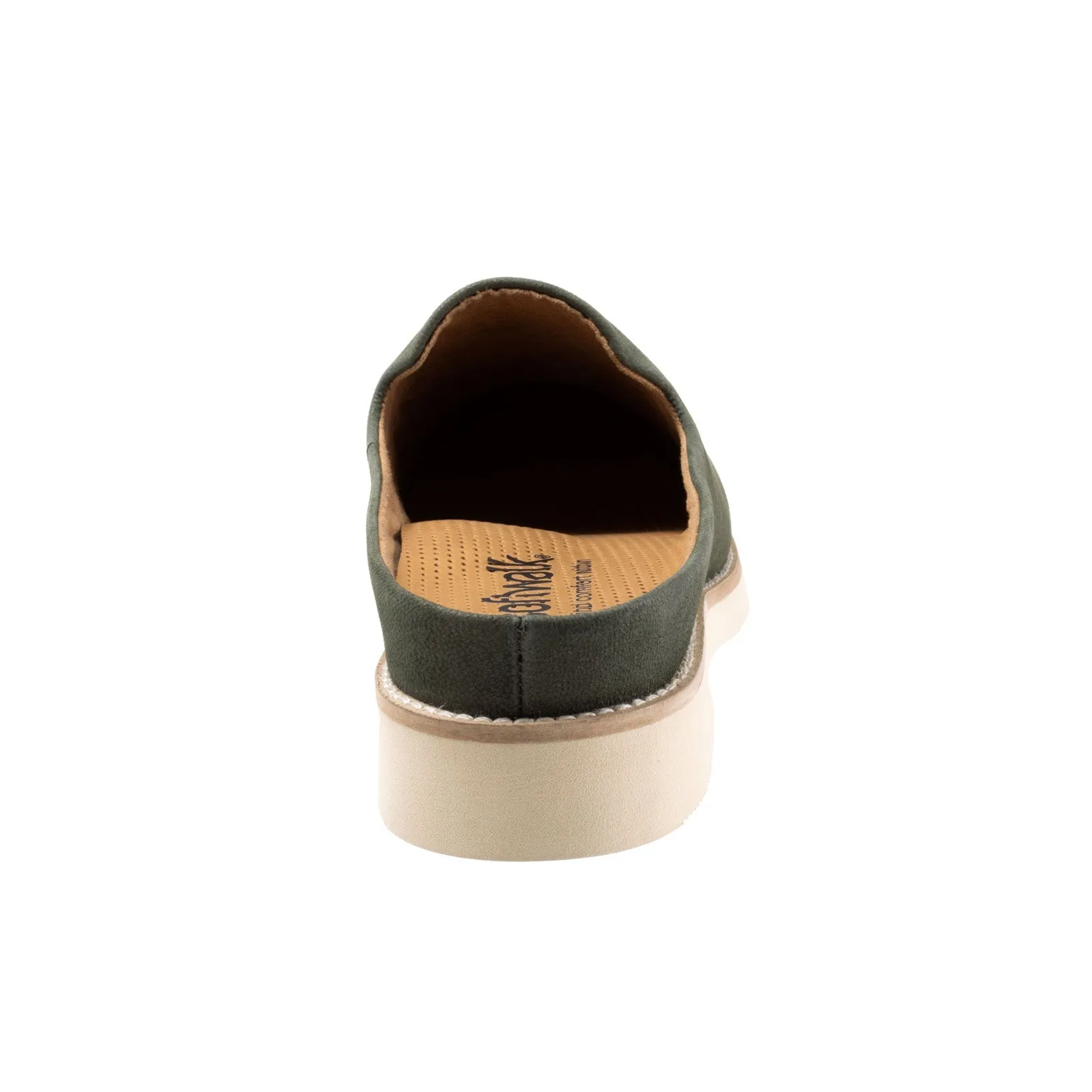 Softwalk Wolcott II S2267-319 Womens Green Leather Slip On Mule Sandals Shoes