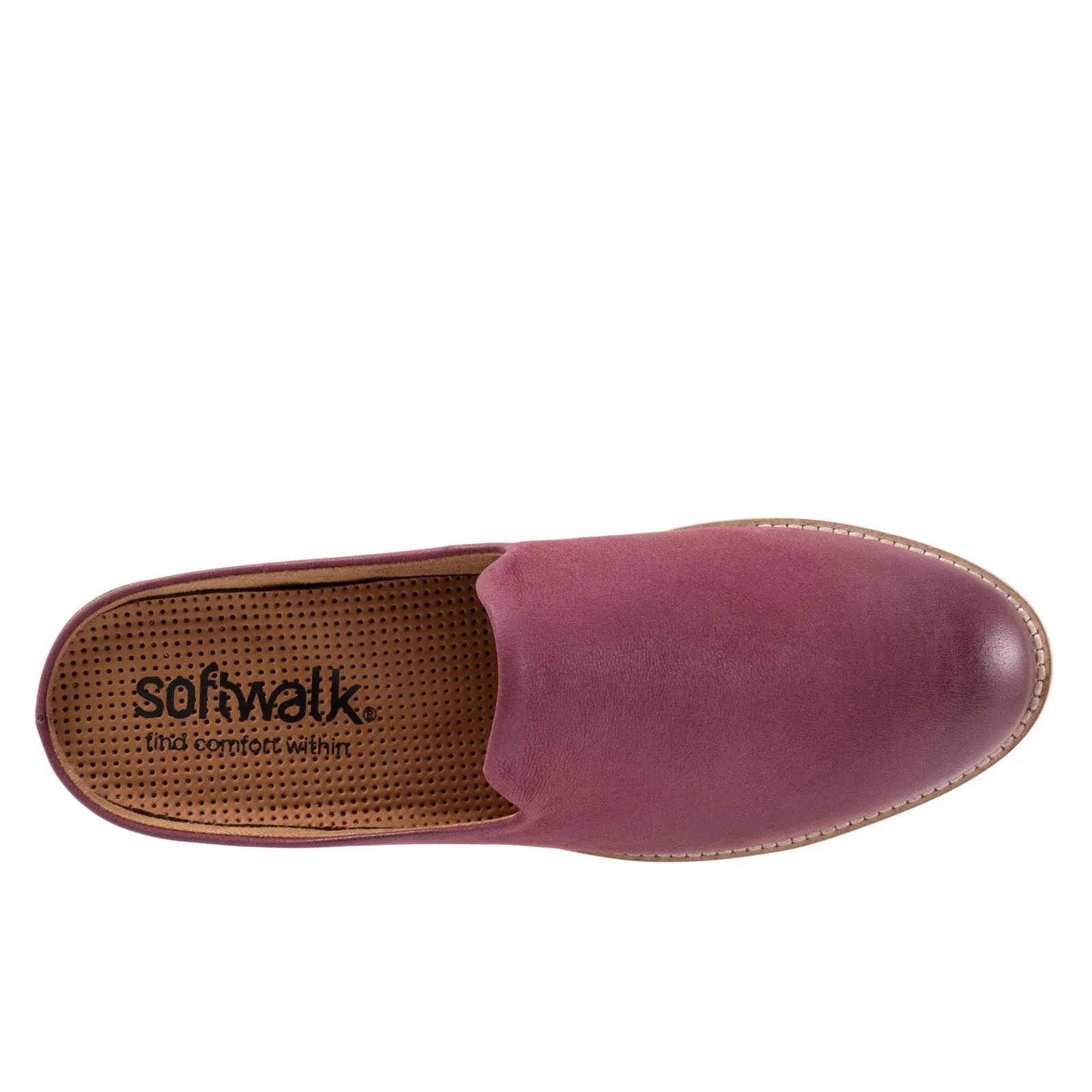 Softwalk Wolcott II S2267-662 Womens Burgundy Leather Mule Flats Shoes