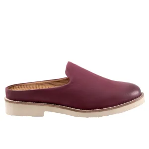 Softwalk Wolcott II S2267-662 Womens Burgundy Leather Mule Flats Shoes