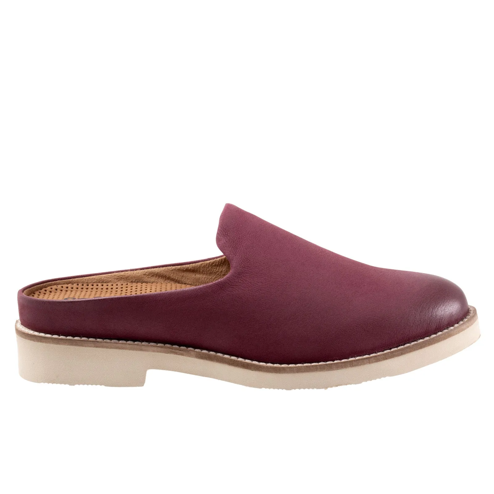 Softwalk Wolcott II S2267-662 Womens Burgundy Leather Mule Flats Shoes