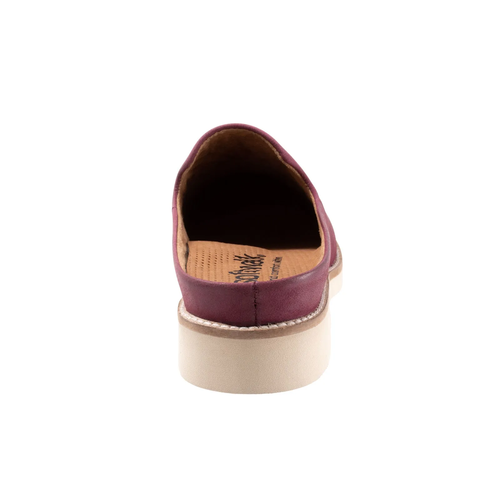 Softwalk Wolcott II S2267-662 Womens Burgundy Leather Mule Flats Shoes