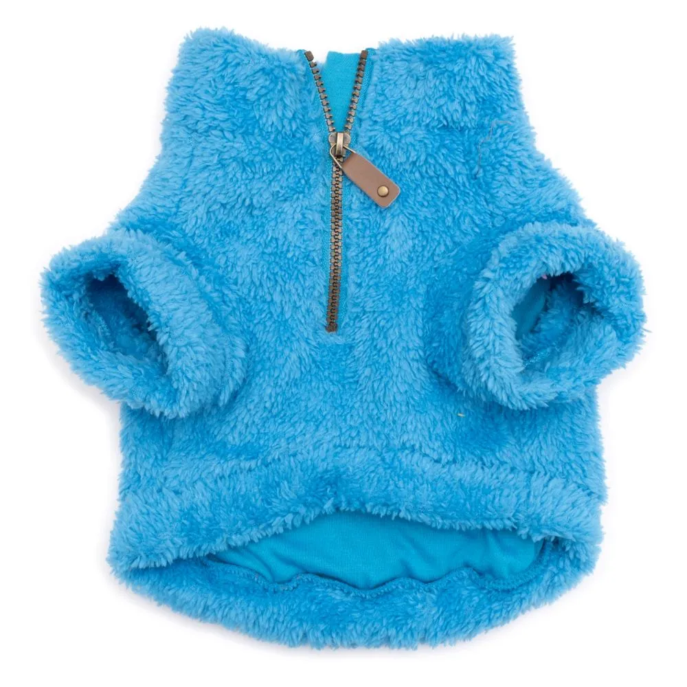 Solid Plush Fleece Dog Pullover in Turquoise