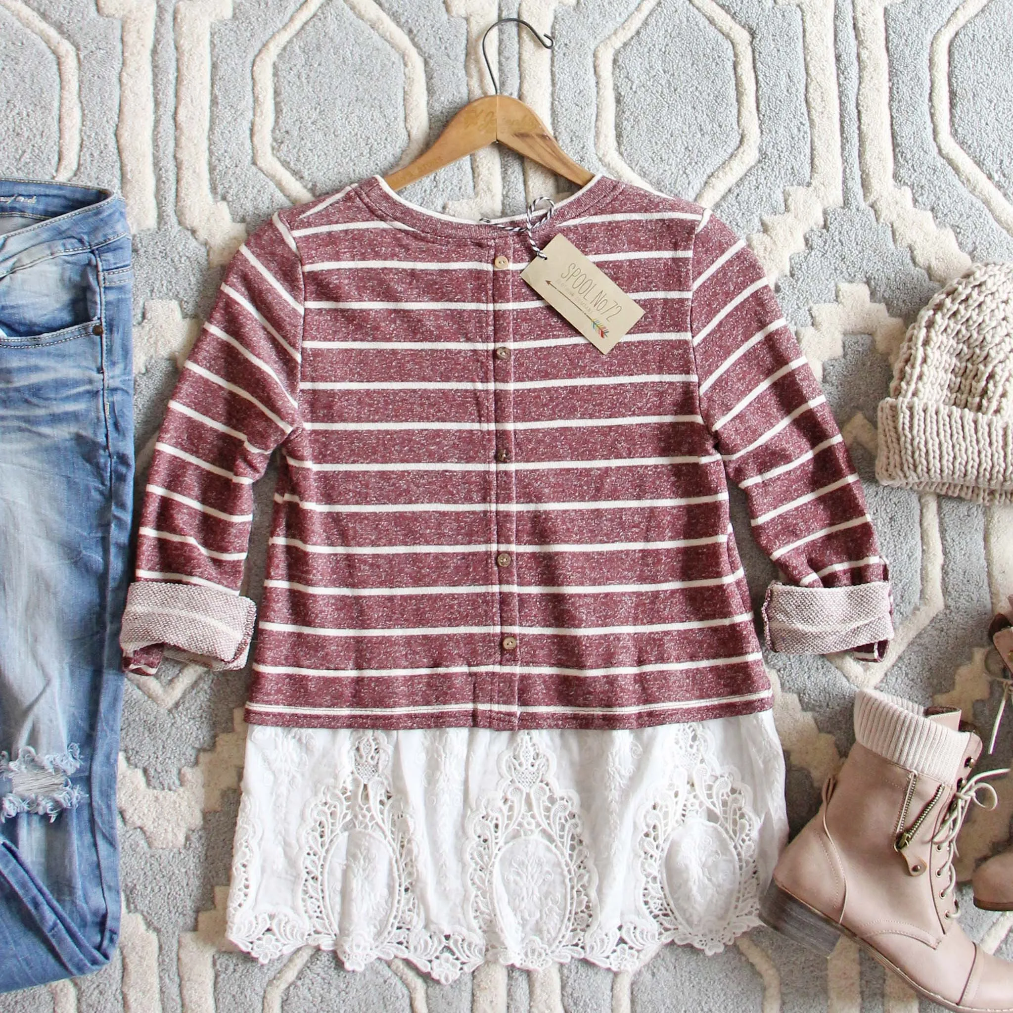 Swiftwater Lace Top in Wine