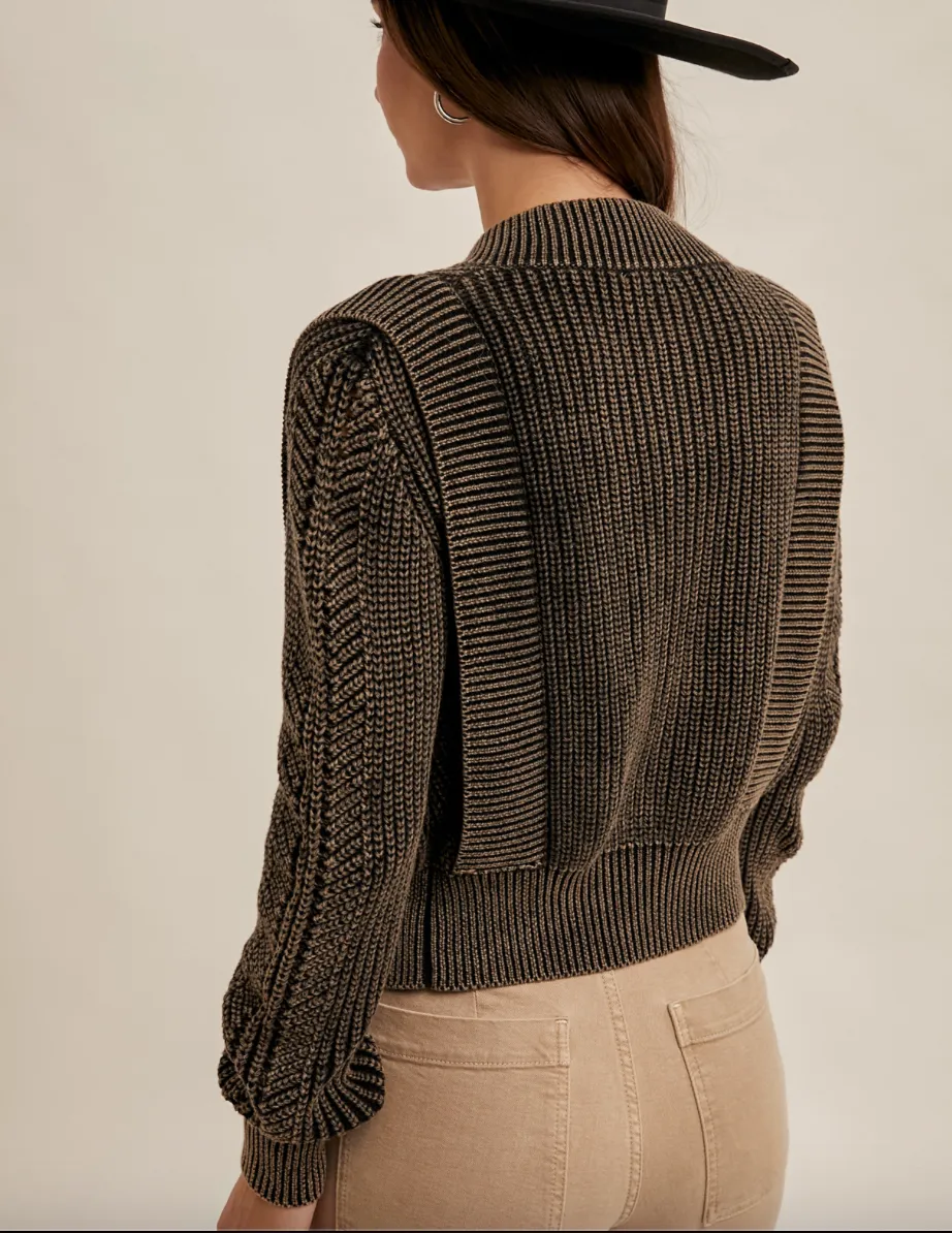 The Aubrielle Cropped Acid Wash Cardigan