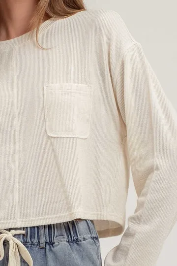 The Collins Cropped Rib Long Sleeve Top