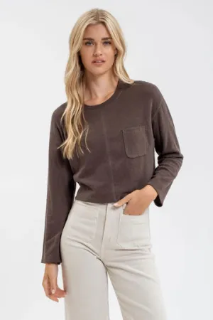 The Collins Cropped Rib Long Sleeve Top