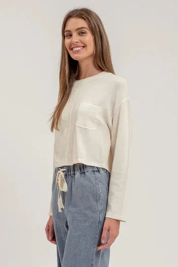 The Collins Cropped Rib Long Sleeve Top