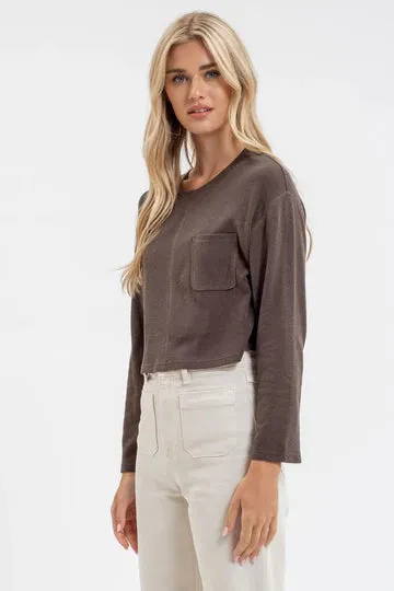 The Collins Cropped Rib Long Sleeve Top