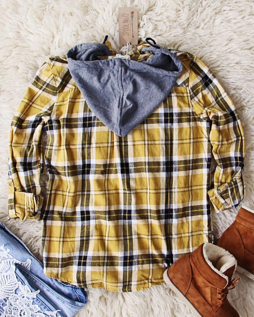 The Easton Plaid Hoodie in Mustard