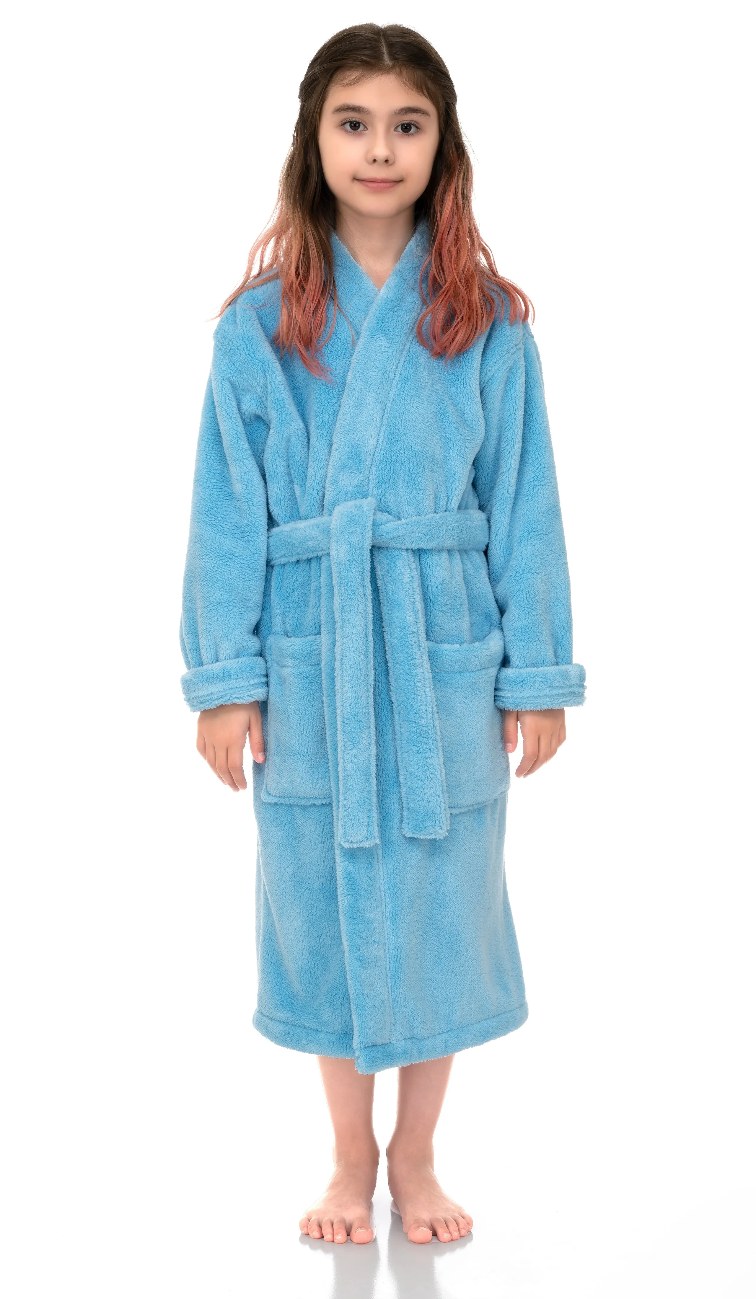 TowelSelections Girls Robe, Kids Plush Kimono Soft Fleece Bathrobe