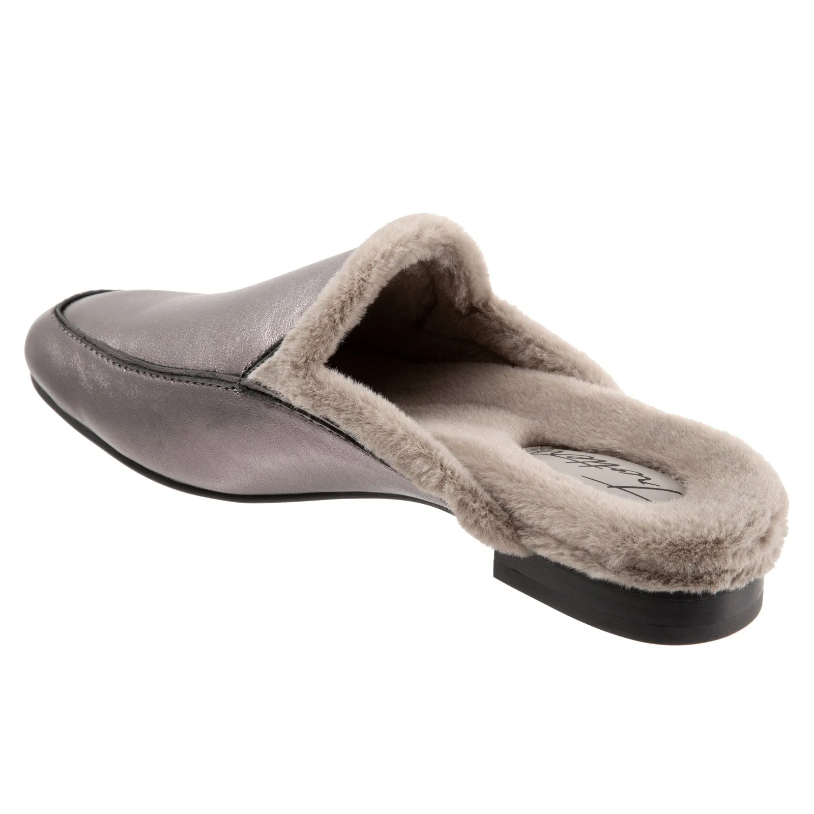 Trotters Ginette T2159-043 Womens Gray Wide Leather Mule Sandals Shoes