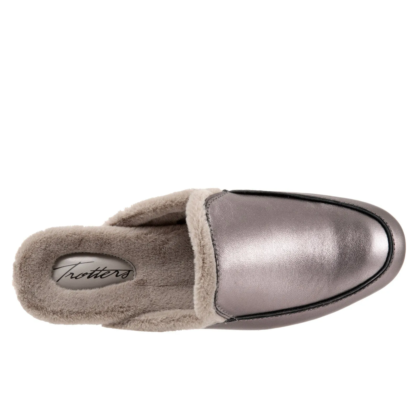 Trotters Ginette T2159-043 Womens Gray Wide Leather Mule Sandals Shoes
