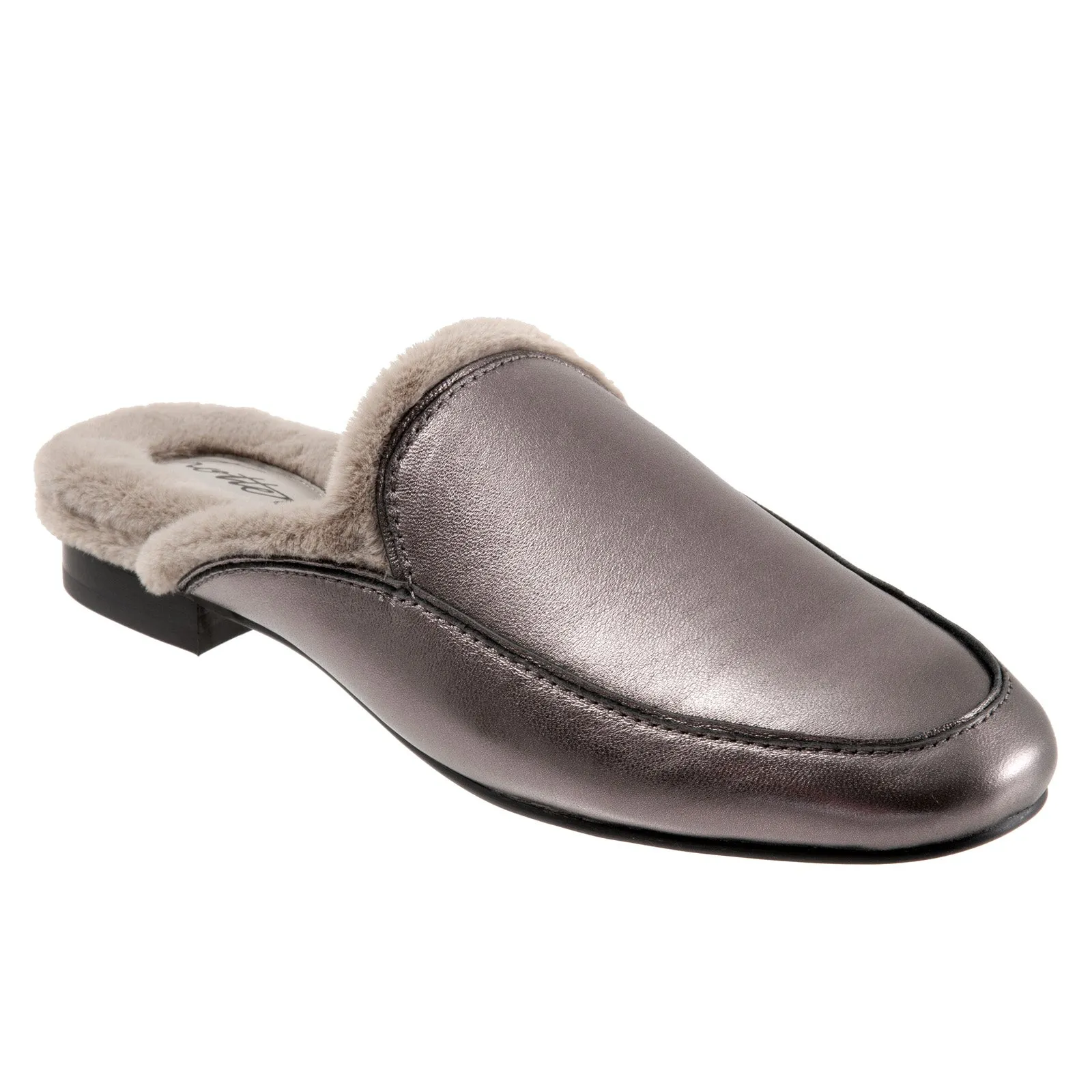 Trotters Ginette T2159-043 Womens Gray Wide Leather Mule Sandals Shoes