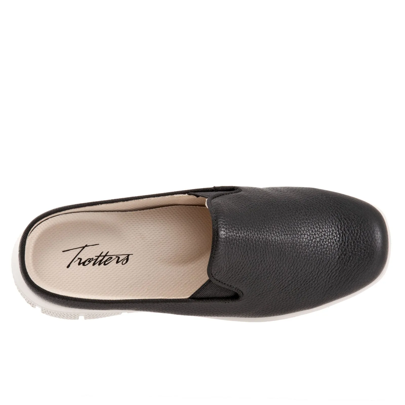 Trotters Uma T2238-001 Womens Black Leather Slip On Mule Flats Shoes