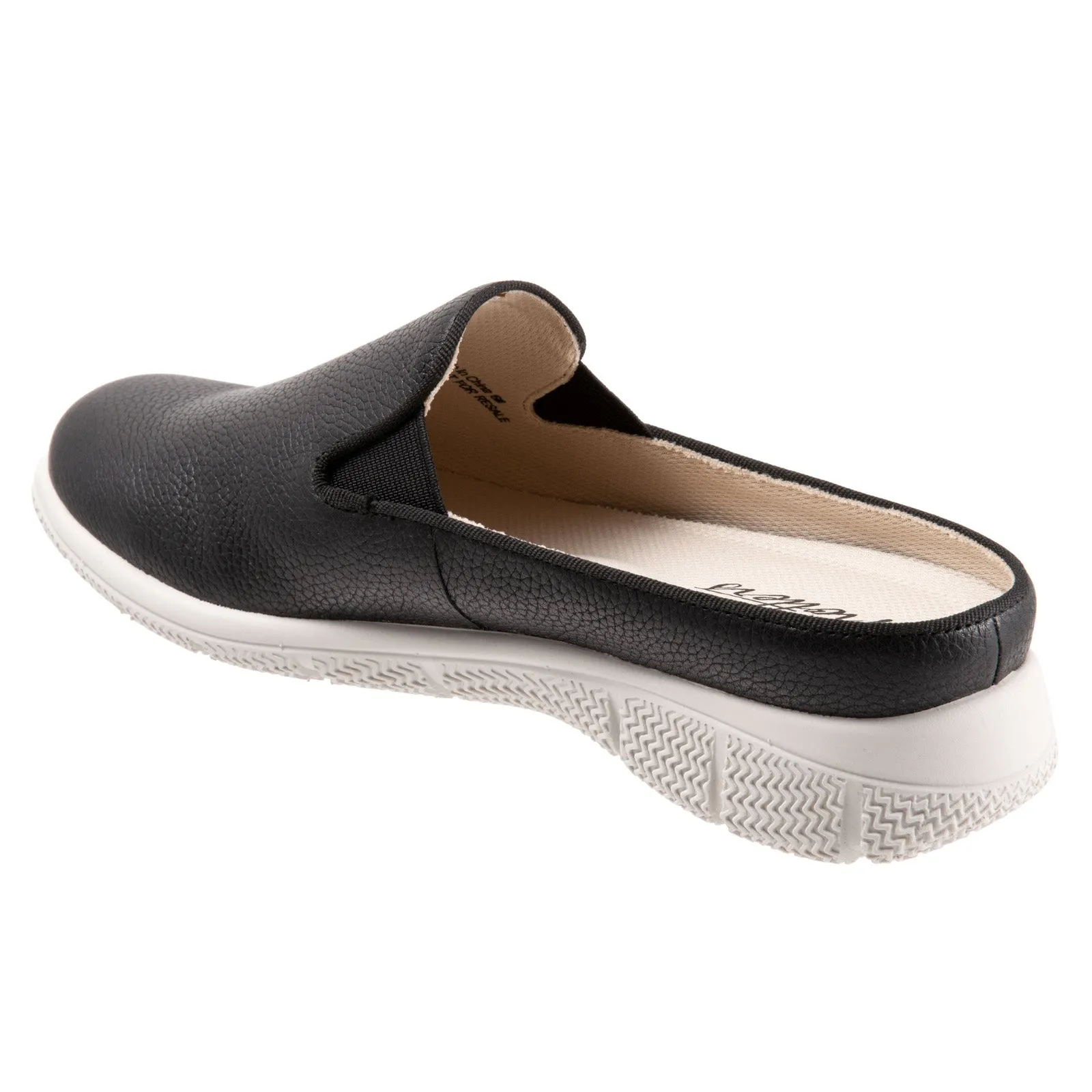 Trotters Uma T2238-001 Womens Black Narrow Leather Slip On Mule Flats Shoes