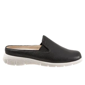 Trotters Uma T2238-001 Womens Black Narrow Leather Slip On Mule Flats Shoes