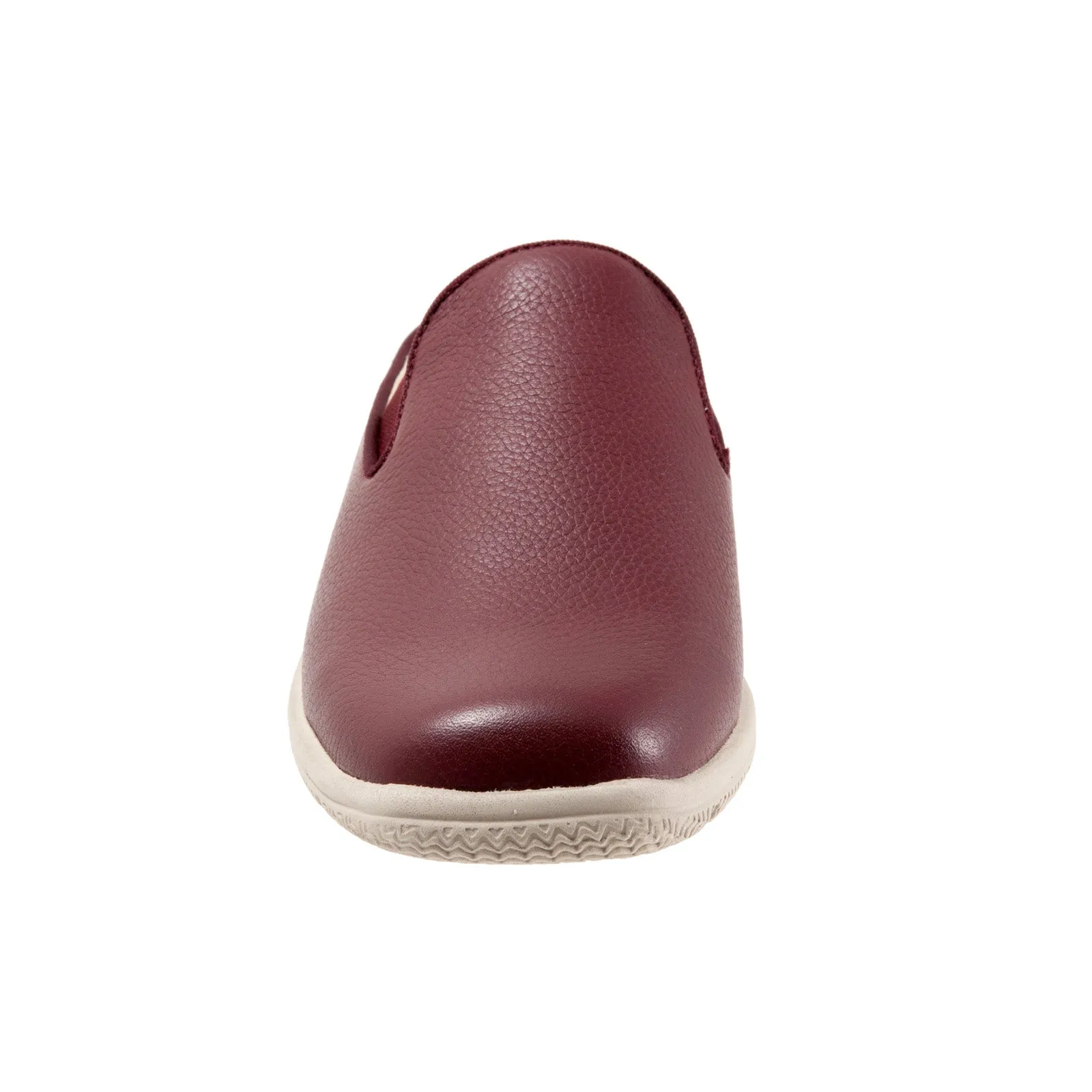 Trotters Uma T2238-641 Womens Burgundy Wide Leather Mule Flats Shoes