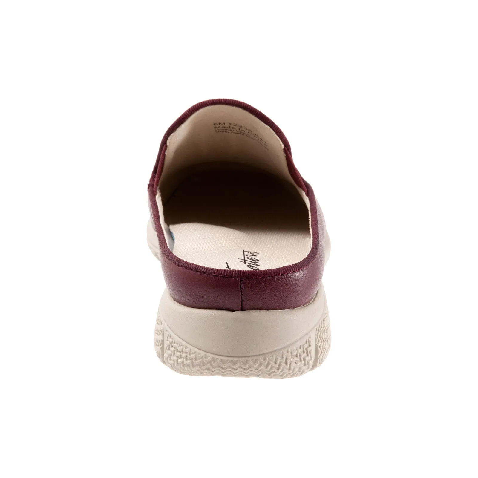 Trotters Uma T2238-641 Womens Burgundy Wide Leather Mule Flats Shoes