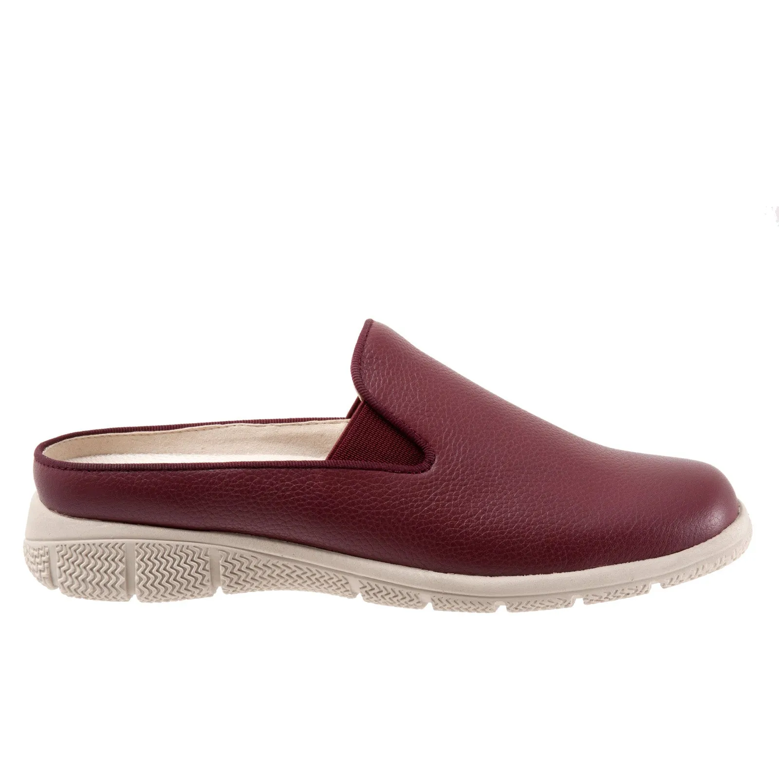 Trotters Uma T2238-641 Womens Burgundy Wide Leather Mule Flats Shoes