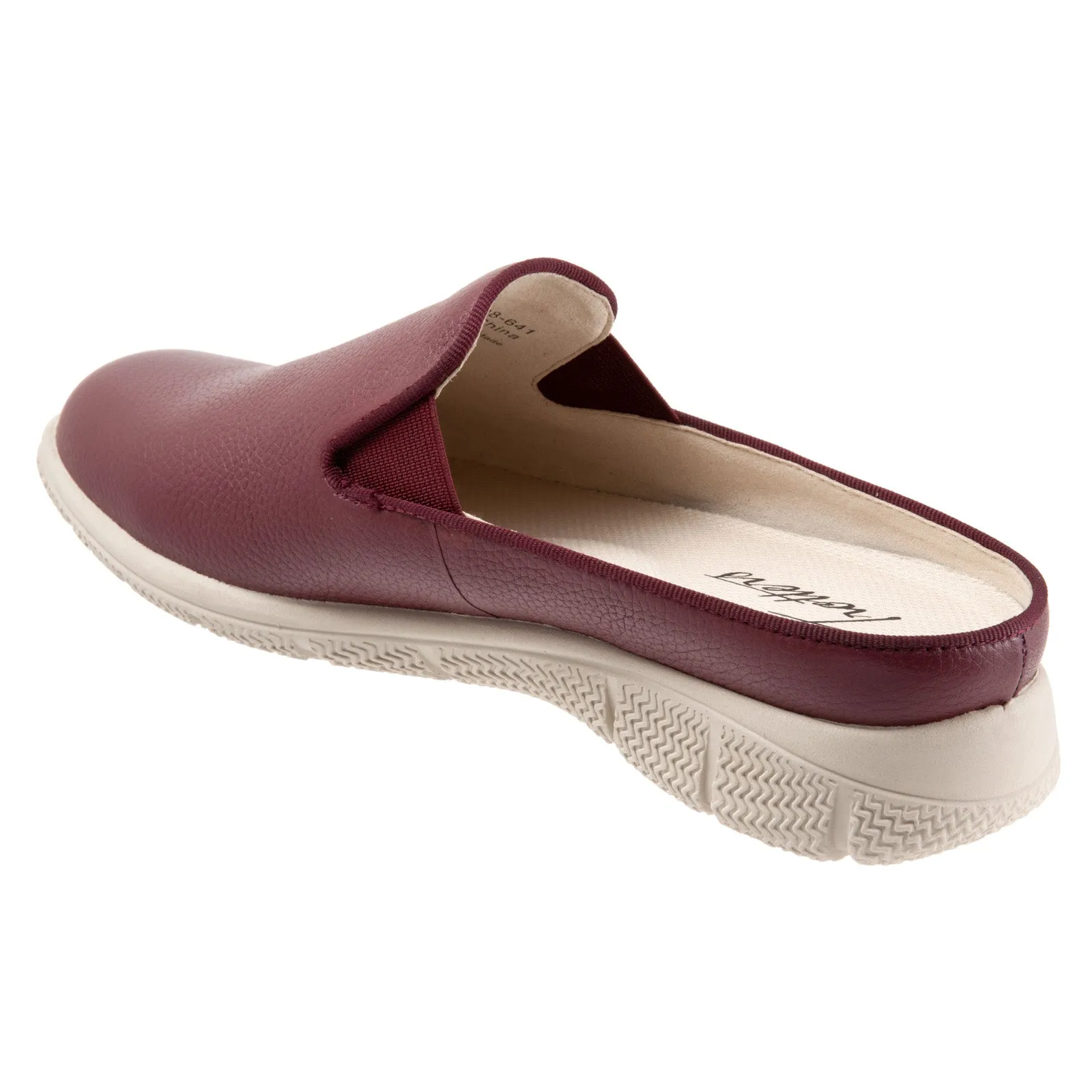 Trotters Uma T2238-641 Womens Burgundy Wide Leather Mule Flats Shoes