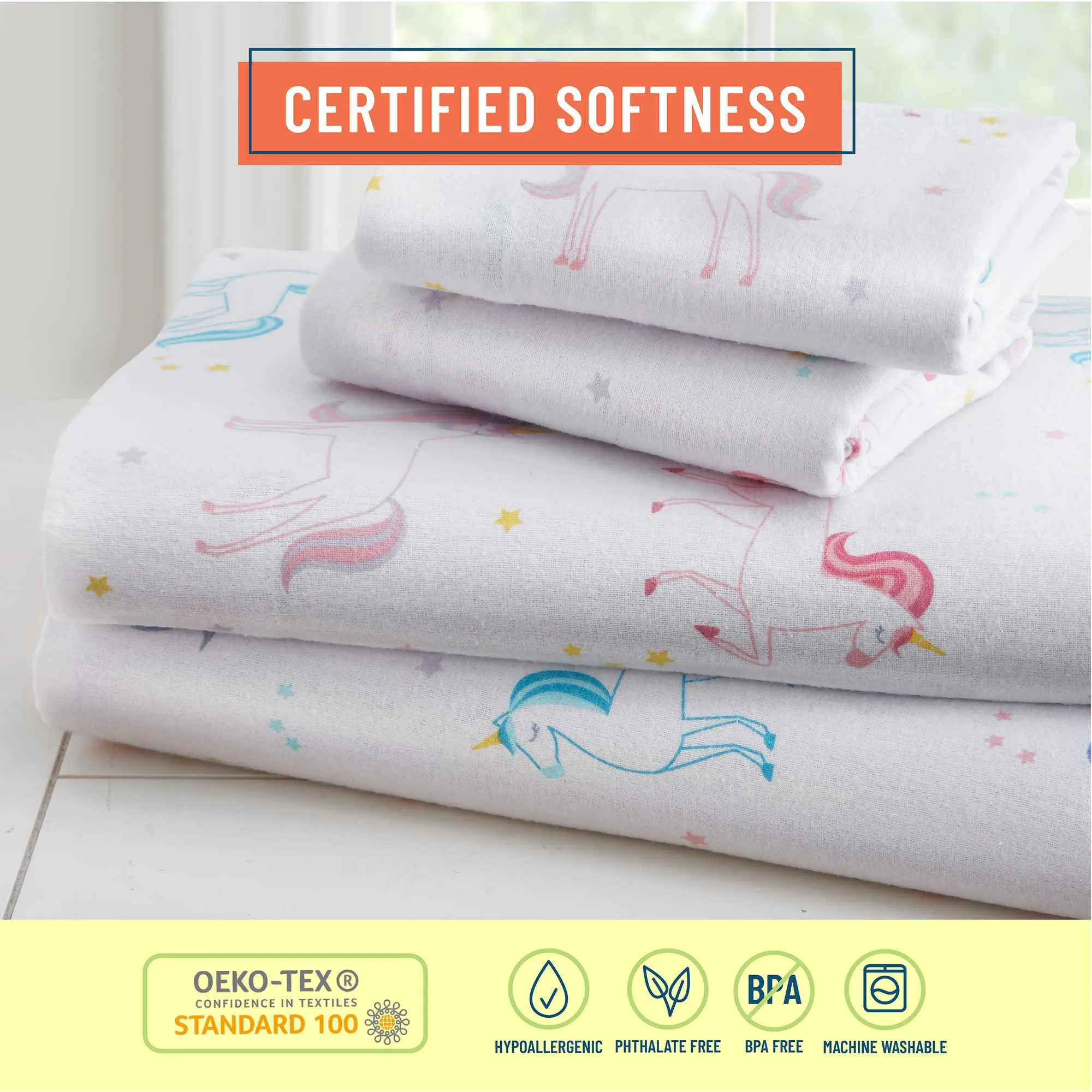 Unicorn 100% Organic Cotton Flannel Fitted Crib Sheet