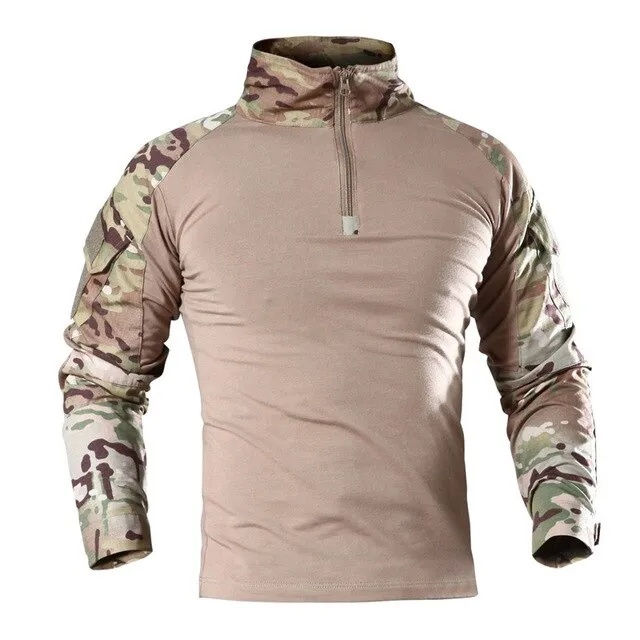 US Army Military Uniform Combat Shirt Men Assault Tactical Camouflage T Shirt Airsoft Paintball Long Sleeve Shirts