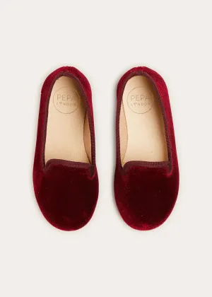 Velvet Slippers In Burgundy (24-34EU)