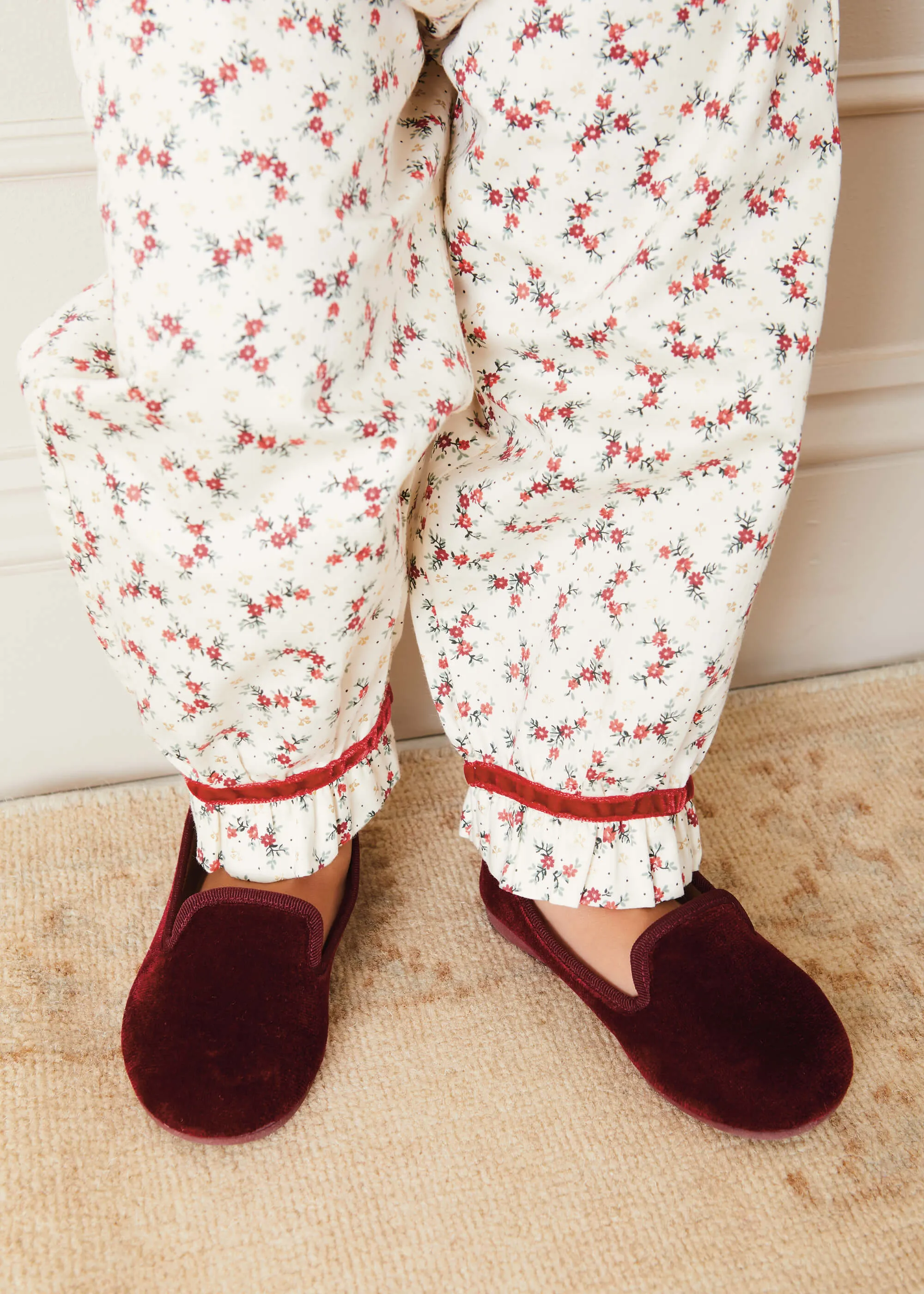 Velvet Slippers In Burgundy (24-34EU)